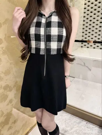 Lumignon Candy 체크 패널 집 드레스