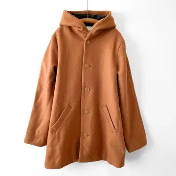 BEAMS BOY 카르제 멜톤 후드 부착 하프 코트 브라운
