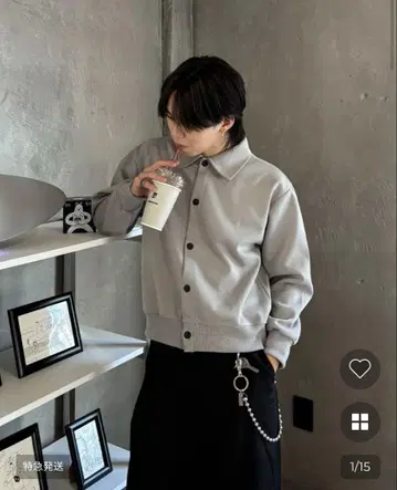 [ ici ] 버튼 숏 칼라 자켓