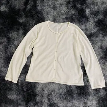 새상품급 아뇨나 코튼 니트 실크 혼방 가디건 S 아이보리