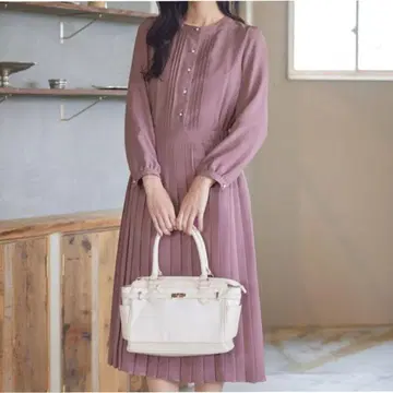 Tiaclasse 티아클라세 펄 버튼 플리츠 원피스 핑크