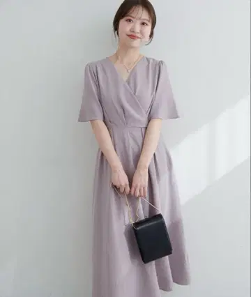 플레어 소매 카슈쿨 원피스 내추럴 꾸뛰르