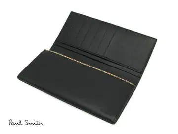 하자 있음 전시품 폴스미스 장지갑 블랙 멀티 스트라이프 올드 가죽 684