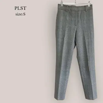 플라스테 PLST 새상품급 테이퍼드 팬츠 슬랙스 체크 밴딩 블랙 화이트
