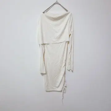 한미 [ M ] 오프숄더 미니 원피스 / 긴팔 사이드 조정 리본 깔끔한