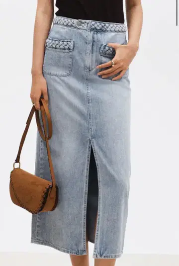 H&M 뜨개질 장식 데님 스커트