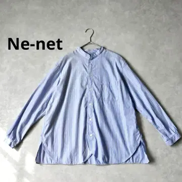 [레어] Ne-net 네넷 코튼 스트라이프 변형 디자인 셔츠 블라우스