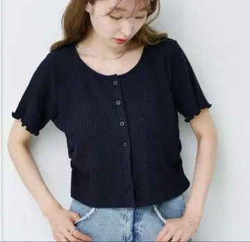 kastane 슬라브 리브 가디건 네이비