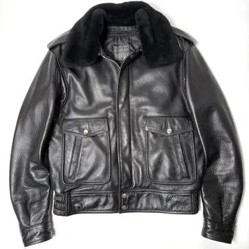 [ 소가죽 ] KADOYA 가죽 자켓 블랙 L 플라이트 자켓 천연 가죽