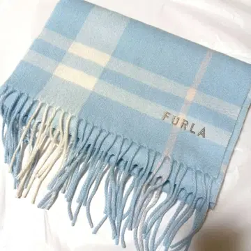 미사용 FURLA 체크 무늬 라메 믹스 머플러 워셔블 캐시미어 100%