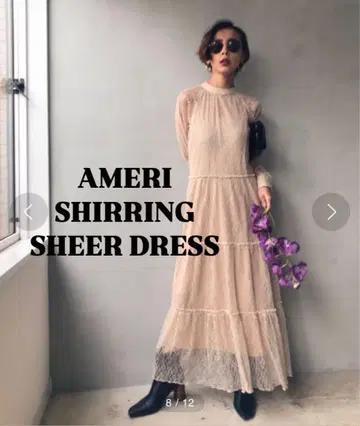 AMERI SHIRRING SHEER DRESS 0282520771