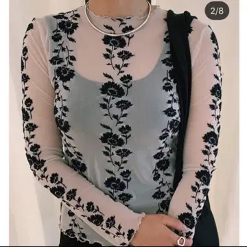 미사용 새상품 레어 한정품 embroidery mesh tops