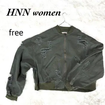 HNN women 데미지 블루종 자켓 카키 F 밀리터리