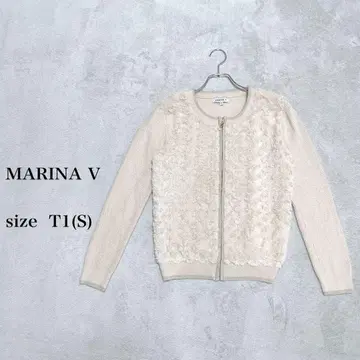 MARINA V 퍼 후드 집업 가디건 베이지 일본 사이즈 S