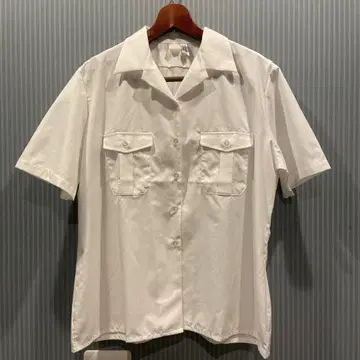 프랑스군 오픈 카라 셔츠 화이트 반팔 smock