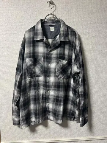 BROWNY VINTAGE 옴브레 체크 셔츠 오픈 카라 셔츠