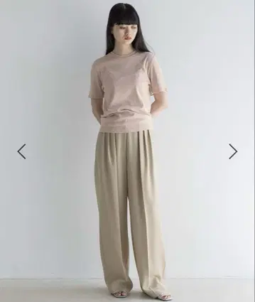 YUW 칼제 더블 턱 와이드 팬츠 L 사이즈