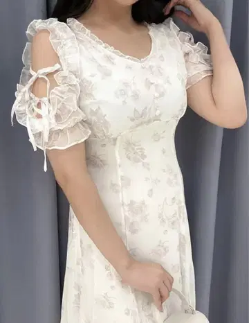evelyn 롱 원피스 꽃무늬 프릴 플레어OP 핑크 미나세 사라라