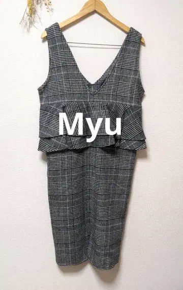 Myu 페플럼 오버롤 스커트 원피스 하운드투스 체크 패턴