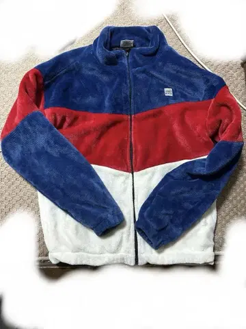 레어 컬러 VISION STREET WEAR 플리스 자켓 블루 화이트