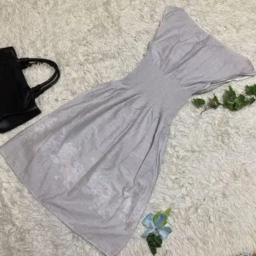 새상품급 에네스베 슬리브리스 원피스 화이트 블랙 보더 허리 리브 1 S