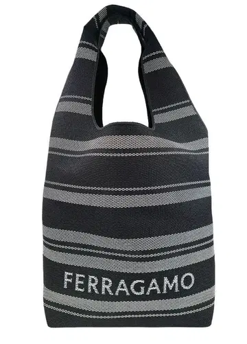 미사용품! FERRAGAMO [페라가모] 자카드 로고 보더 토트백