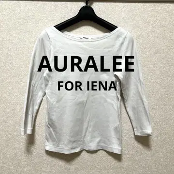 [ AURALEE / IENA ] 보트넥 티셔츠 화이트 7부 소매