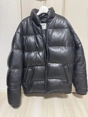 Schott 블랙 가죽 다운 자켓 다운 자켓 사이즈 38