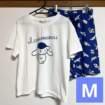 아이시나 시나몬 돈키 룸웨어 T셔츠 숏 팬츠 화이트 x 파랑 M