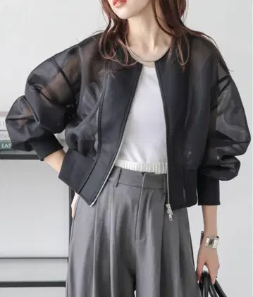 AMELY 더블 지퍼 시어 블루종