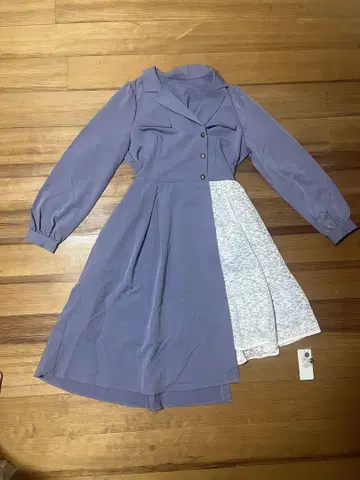 퍼플 버튼 셔츠 원피스