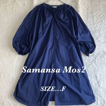 Samansa Mos2 오버 사이즈 원피스 밴드 카라 루즈핏 F