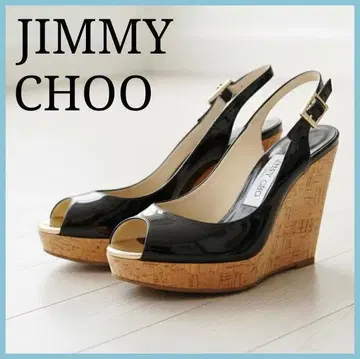 정품 JIMMY CHOO 지미추 블랙 에나멜 웨지솔