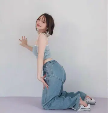 andmary 하트 힙 와이드 데님