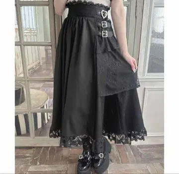 ROJITA 로지타 비대칭 절개 롱 스커트 블랙
