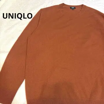 UNIQLO 오렌지 크루넥 니트 스웨터 캐시미어 XL