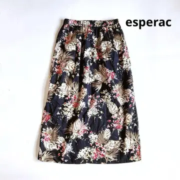 esperac 보타니컬 플라워 프린트 사이드 슬릿 롱 스커트 일본제