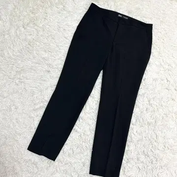 ZARA 테이퍼드 팬츠 깔끔한 센터 프레스 블랙 ( M )