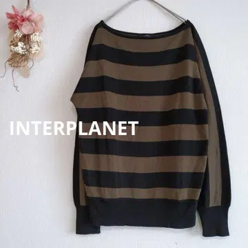 인터플래닛 보더 니트 [ M ] 크루넥 하이 게이지 긴 길이
