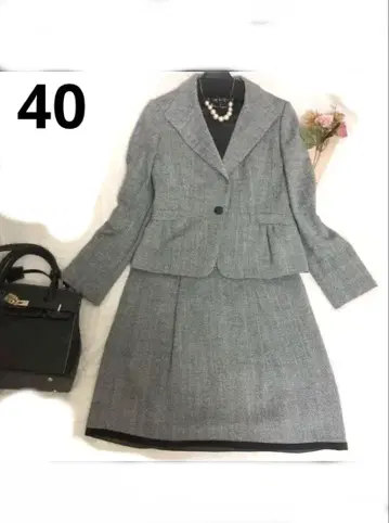 인디비 수트 자켓 40 스커트 38 그레이 라메 믹스