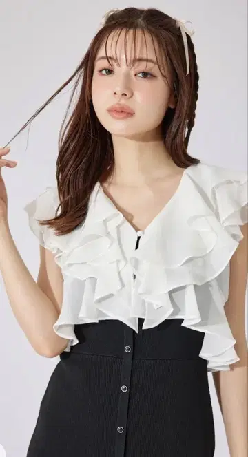 리엔다 프릴 블라우스 세트 머메이드 원피스