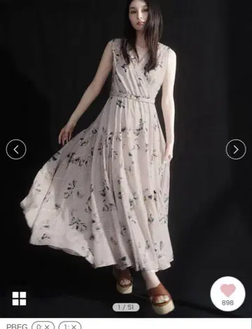 완판 색상 새상품 플라워 프린트 카슈쿨 원피스 / 접촉 냉감