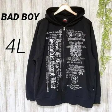 빅 사이즈 [ 4L ] BAD BOY 풀 집업 후드티 프린트 블랙