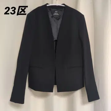23구 워셔블 노카라 자켓 블랙 백 오픈 38