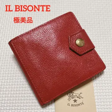 컨디션 최상 IL BISONTE 일비종떼 가죽 접이식 지갑 루비