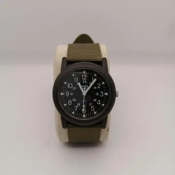 Timex 캠퍼 시계 브라운 벨트 카키 작동 중 새상품급