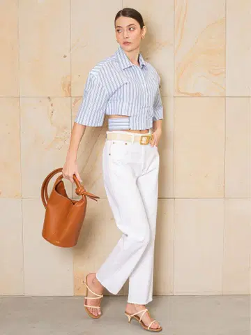 jacquemus 화이트 크롭 청바지