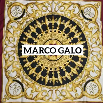MARCOGALO 스카프 대형 메달리온 패턴 실크 와인 레드