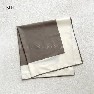 [ 컨디션 최상 ] MHL. 코튼 블록 프린트 스카프 대형 손수건