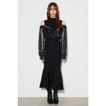 rienda 리엔다 레이스업 도킹 Knit OP